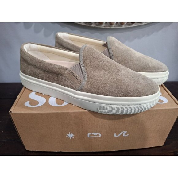 NIB Soludos Ibiza Suede Slip-On Platform Sneakers in Sage (Grey)/Size 7 - Picture 6 of 11